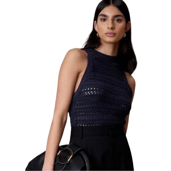 NWT Banana Republic Knit Sweater Tank Tamra Dark Navy Blue NEW - Picture 16 of 16